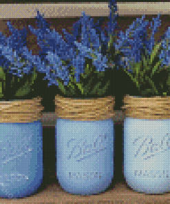 Blue Flowers In Jar Diamond Paintings