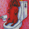 Brown Dog In Toilet Art Diamond Paintings