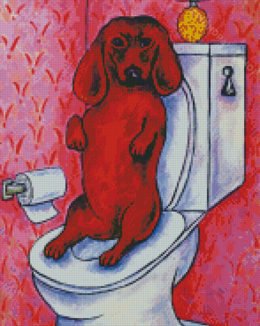 Brown Dog In Toilet Art Diamond Paintings