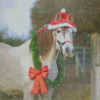 Christmas Horse With Wreath Diamond Paintings