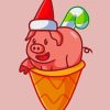 Christmas Pig Ice Cream Diamond Paintings