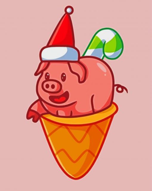 Christmas Pig Ice Cream Diamond Paintings