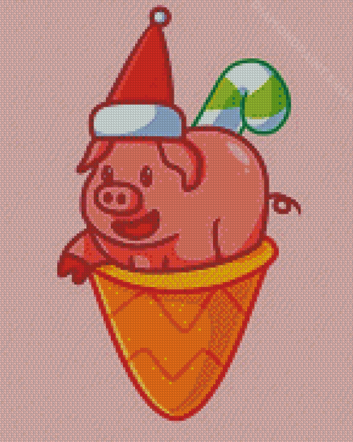 Christmas Pig Ice Cream Diamond Paintings