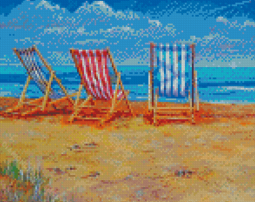 Deck Chairs On The Beach Art Diamond Paintings