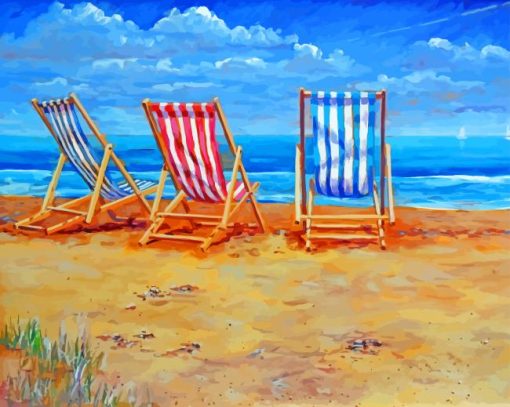 Deck Chairs On The Beach Art Diamond Paintings