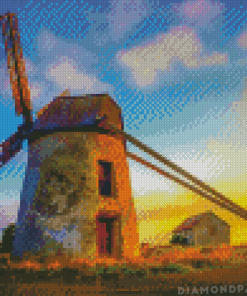 Dutch Windmill Sunset Diamond Paintings