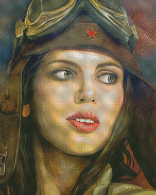 Female Pilot Face Diamond Piantings