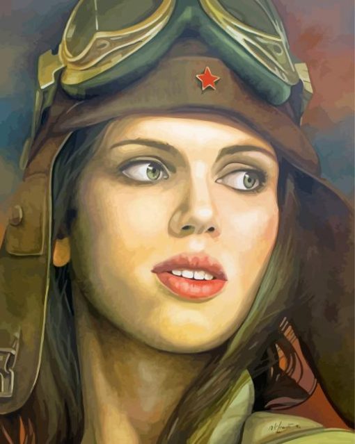 Female Pilot Face Diamond Piantings