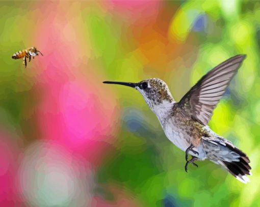 Hummingbird And Bee Diamond Paintings