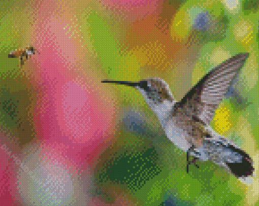 Hummingbird And Bee Diamond Paintings