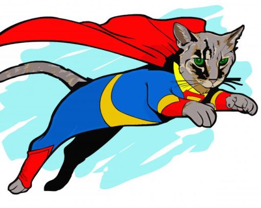 Illustration Superhero Cat Diamond Paintings