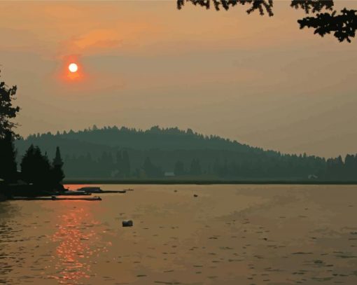 Loon Lake Sunset Diamond Paintings