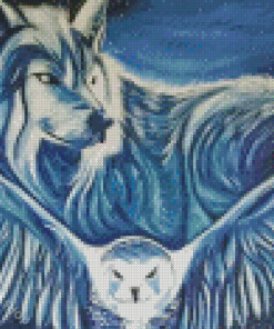 Owl And Wolf Art Diamond Paintings