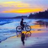 Riding A Bicycle On Beach Diamond Paintings