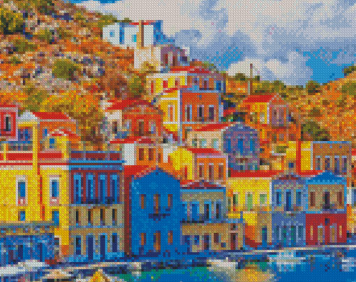 Symi Colorful Buildings Diamond Paintings