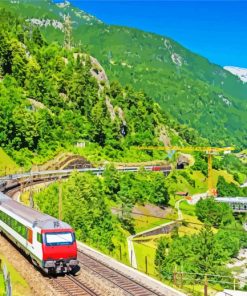 Train In Alps Switzeland Diamond Paintings