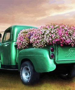 Truck With Flowers Diamond Paintings