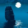 Whydah Ship Silhouette Moonlight Diamond Paintings