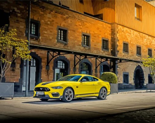 Yellow Mach 1 Mustang Car Diamond Paintings