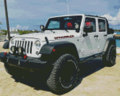 Aesthetic White Jeep Jku Diamond Piantings