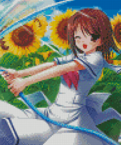 Anime Girl With Water Hose Diamond Paintings