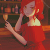 Anime Girl In Red Dress Diamond Paintings