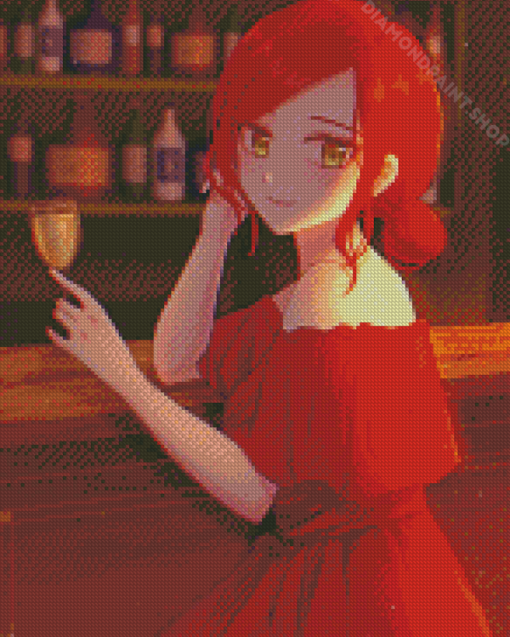 Anime Girl In Red Dress Diamond Paintings