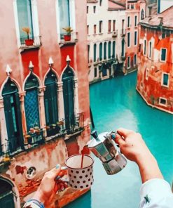 Coffee Morning In Venice Diamond Paintings