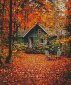 Cool Fall Cabin Diamond Paintings