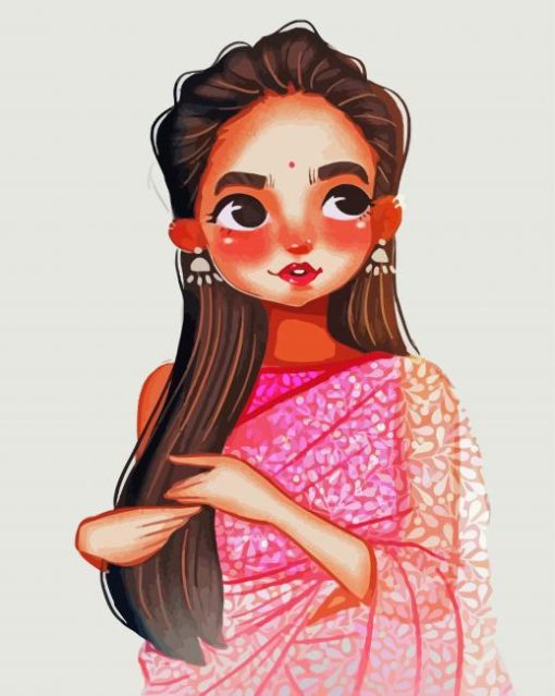 Cute Indian Cartoon Lady Diamond Paintings