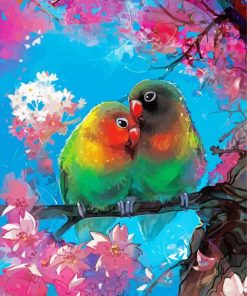 Cute Red Lovebirds Diamond Paintings