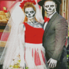 Fantasy Sugar Skull Wedding Couple Diamond Piantings