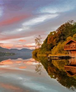 Lake Scenery English Cottage Diamond Paintings