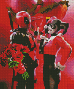 Romantic Harley And Deadpool Diamond Paintings