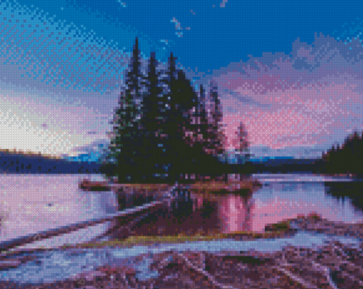 Two Jack Lake At Sunset Diamond Paintings