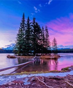 Two Jack Lake At Sunset Diamond Paintings