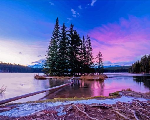 Two Jack Lake At Sunset Diamond Paintings