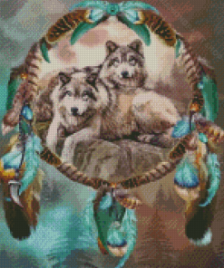 Wolves With Dream Catchers Diamond Paintings