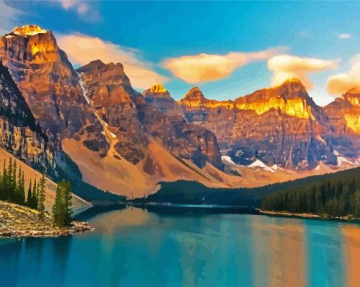 Aesthetic Mount Moraine Lake Landscape Diamond Paintings