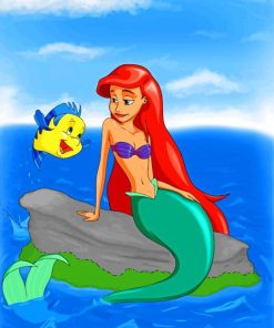 Ariel Mermaid And Flounder Fish Diamond Paintings