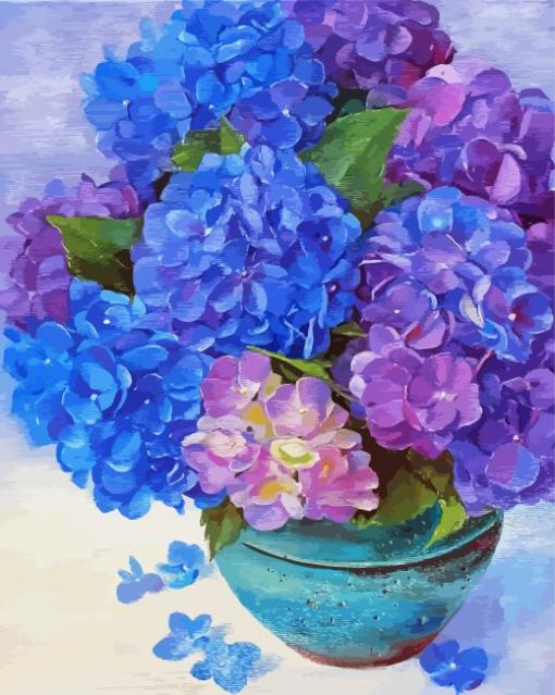 Blue And Purple Flower In Vase Art Diamond Paintings