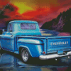 Blue Classic Chevy Truck Diamond Paintings