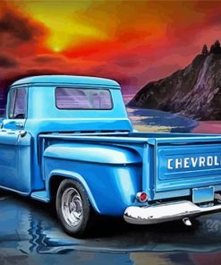 Blue Classic Chevy Truck Diamond Paintings