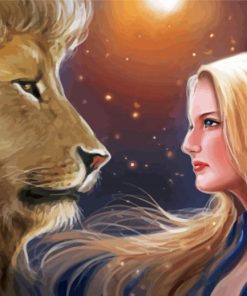 Lion And Girl Art Diamond Paintings