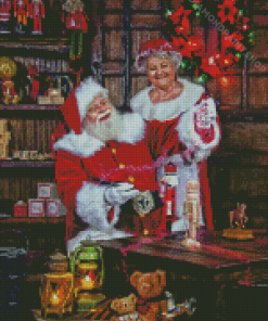 Mrs Claus And Mr Claus Art Diamond Paintings