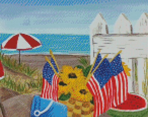 Picnic On The Beach Illustartion Diamond Paintings