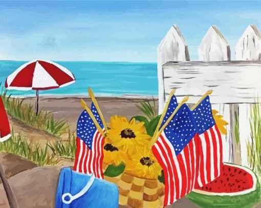 Picnic On The Beach Illustartion Diamond Paintings