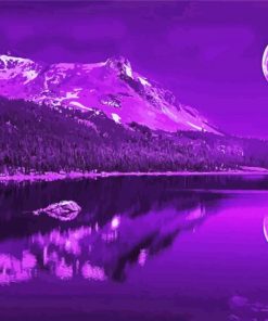 Purple Mountain And Moon Diamond Paintings