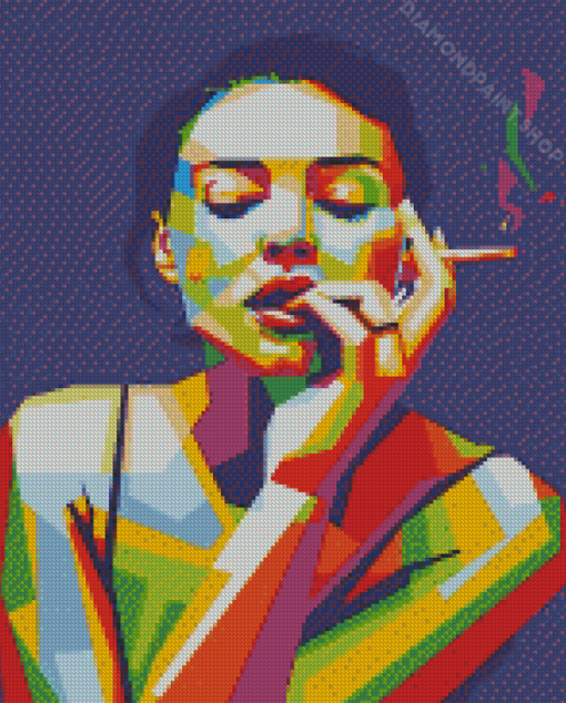 Smoking Woman Pop Art Diamond Paintings