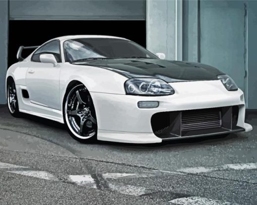 White Black Toyota Supra Mk4 Diamond Paintings